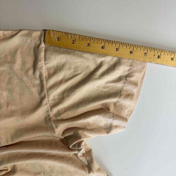 Aviator Nation Cream Short Sleeve T Shirt With Heart Patch Medium Soft Flawed - Picture 15 of 15